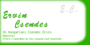 ervin csendes business card